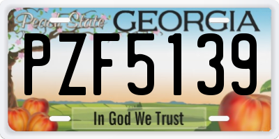 GA license plate PZF5139