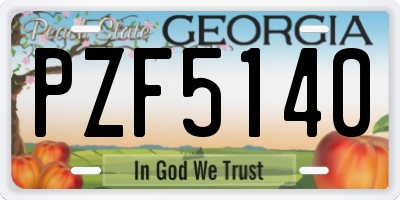 GA license plate PZF5140