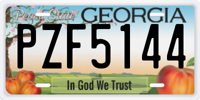 GA license plate PZF5144