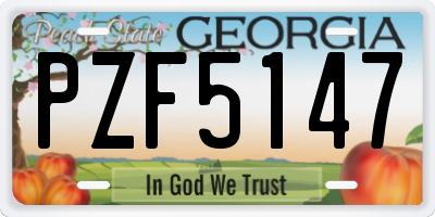 GA license plate PZF5147
