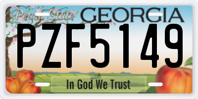 GA license plate PZF5149
