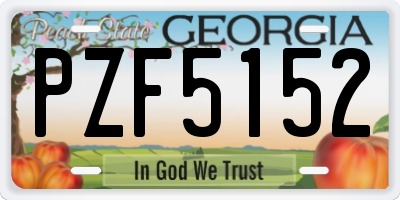 GA license plate PZF5152