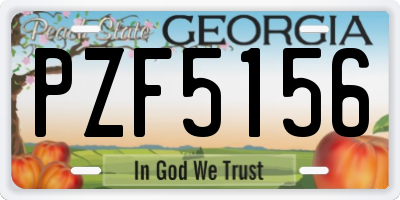 GA license plate PZF5156