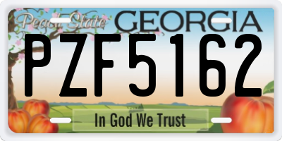 GA license plate PZF5162
