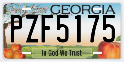 GA license plate PZF5175