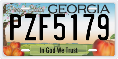 GA license plate PZF5179