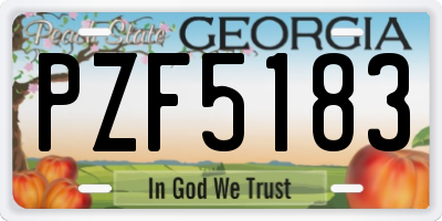 GA license plate PZF5183