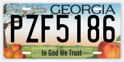 GA license plate PZF5186