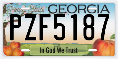 GA license plate PZF5187