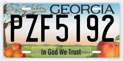 GA license plate PZF5192