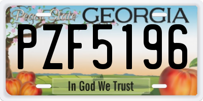 GA license plate PZF5196