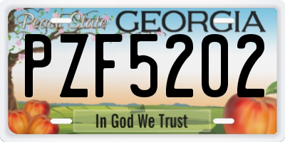 GA license plate PZF5202