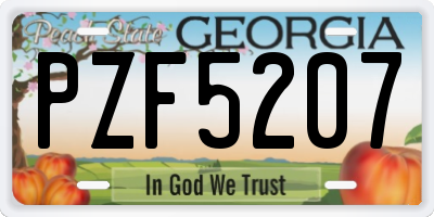 GA license plate PZF5207
