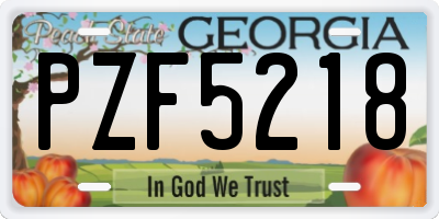 GA license plate PZF5218