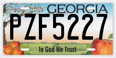 GA license plate PZF5227