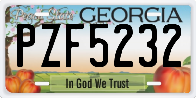 GA license plate PZF5232