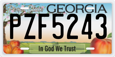 GA license plate PZF5243
