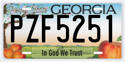 GA license plate PZF5251