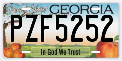 GA license plate PZF5252