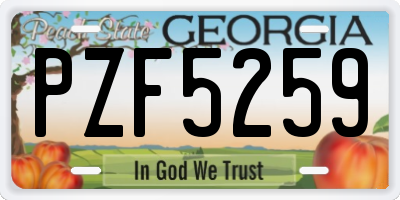 GA license plate PZF5259