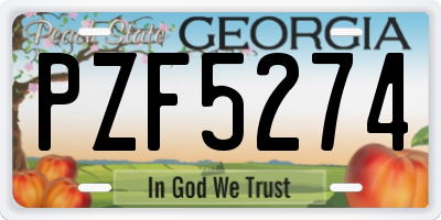 GA license plate PZF5274