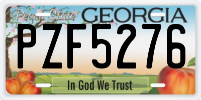 GA license plate PZF5276