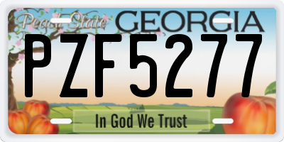 GA license plate PZF5277