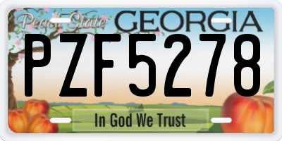GA license plate PZF5278