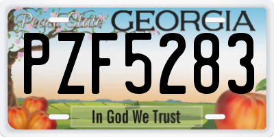 GA license plate PZF5283