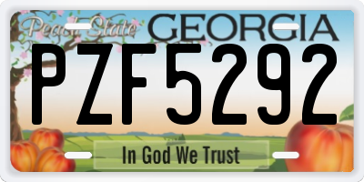 GA license plate PZF5292