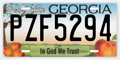 GA license plate PZF5294