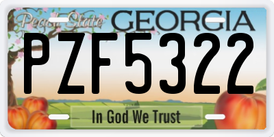 GA license plate PZF5322