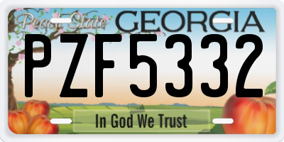 GA license plate PZF5332
