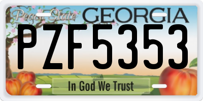 GA license plate PZF5353