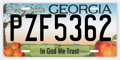 GA license plate PZF5362