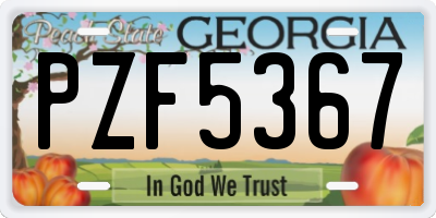 GA license plate PZF5367
