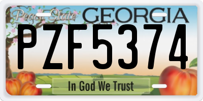 GA license plate PZF5374