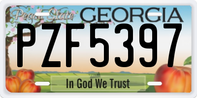 GA license plate PZF5397