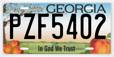 GA license plate PZF5402