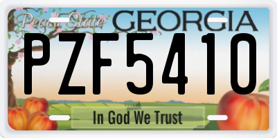 GA license plate PZF5410