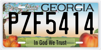 GA license plate PZF5414