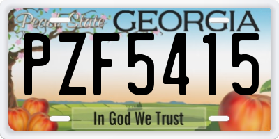 GA license plate PZF5415