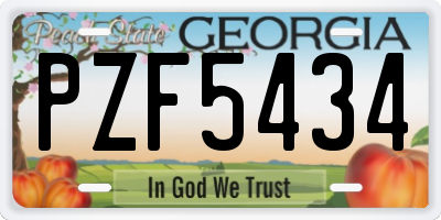 GA license plate PZF5434