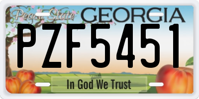 GA license plate PZF5451