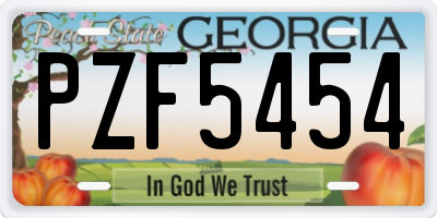 GA license plate PZF5454