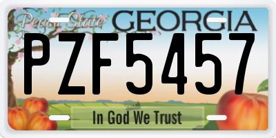 GA license plate PZF5457