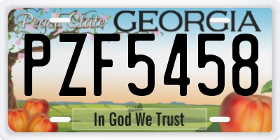 GA license plate PZF5458