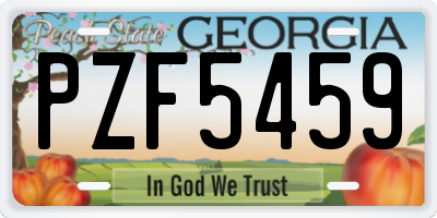 GA license plate PZF5459
