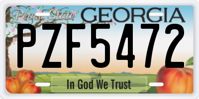 GA license plate PZF5472