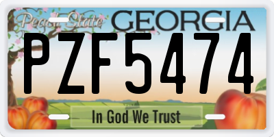 GA license plate PZF5474